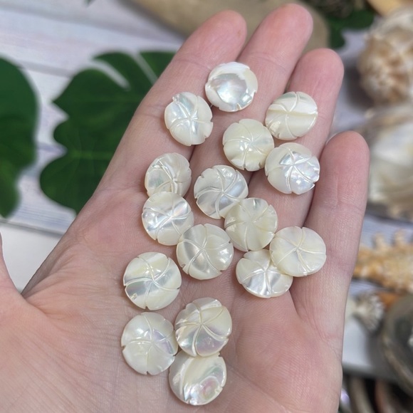 Vintage Hand Carved Mother of Pearl Shell Beads Jewelry Making Lot - Picture 12 of 16